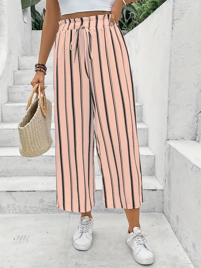 Amaya - Striped Drawstring Palazzo Pants