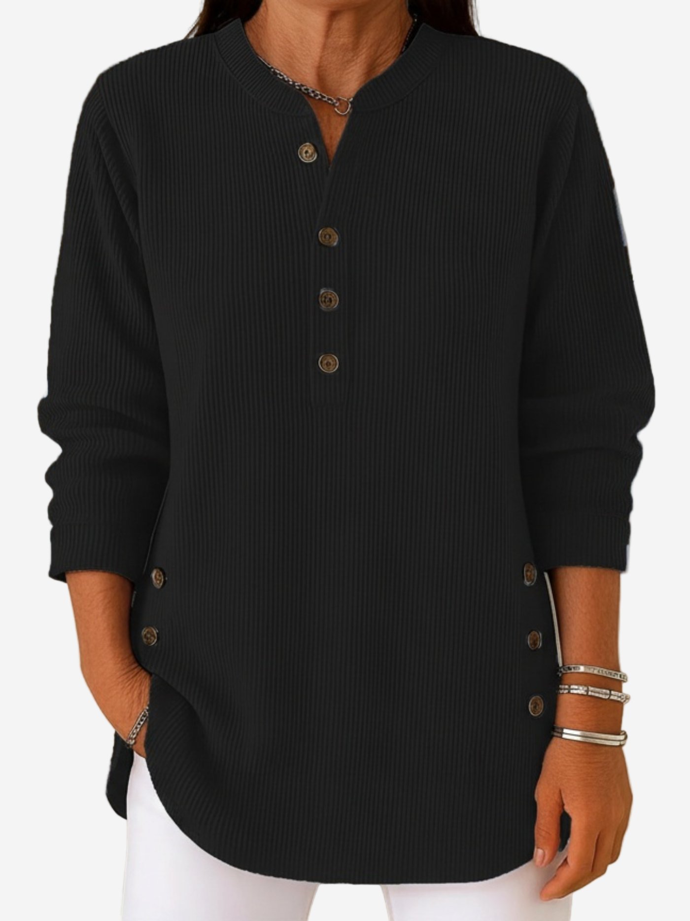 Harperly – Long Sleeve Solid Knit Sweater