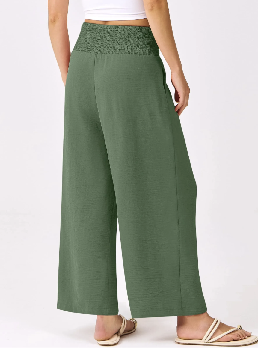 Women's Smocked Waist Wide Leg Palazzo Pants