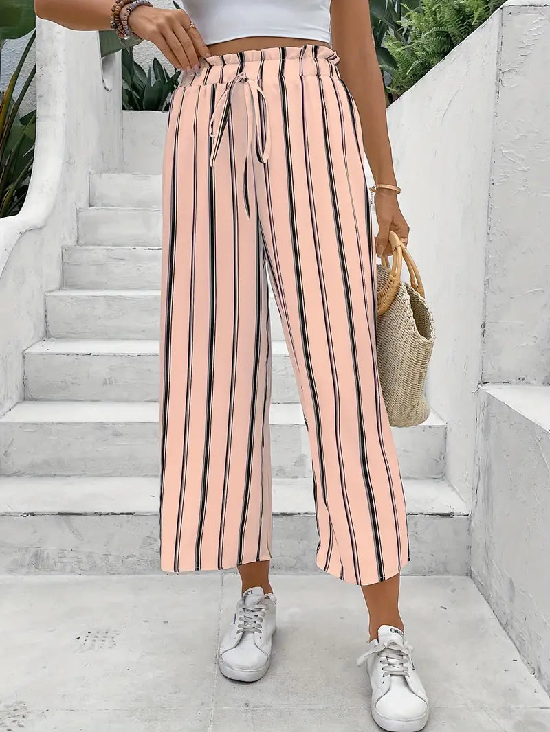 Amaya - Striped Drawstring Palazzo Pants
