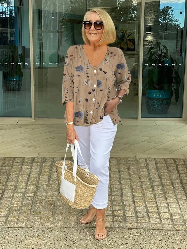 Isabelle | Cotton and Linen Floral Top