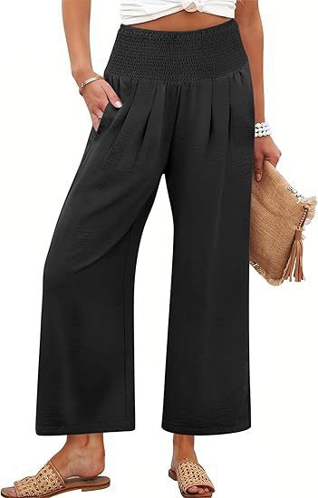 Women's Smocked Waist Wide Leg Palazzo Pants
