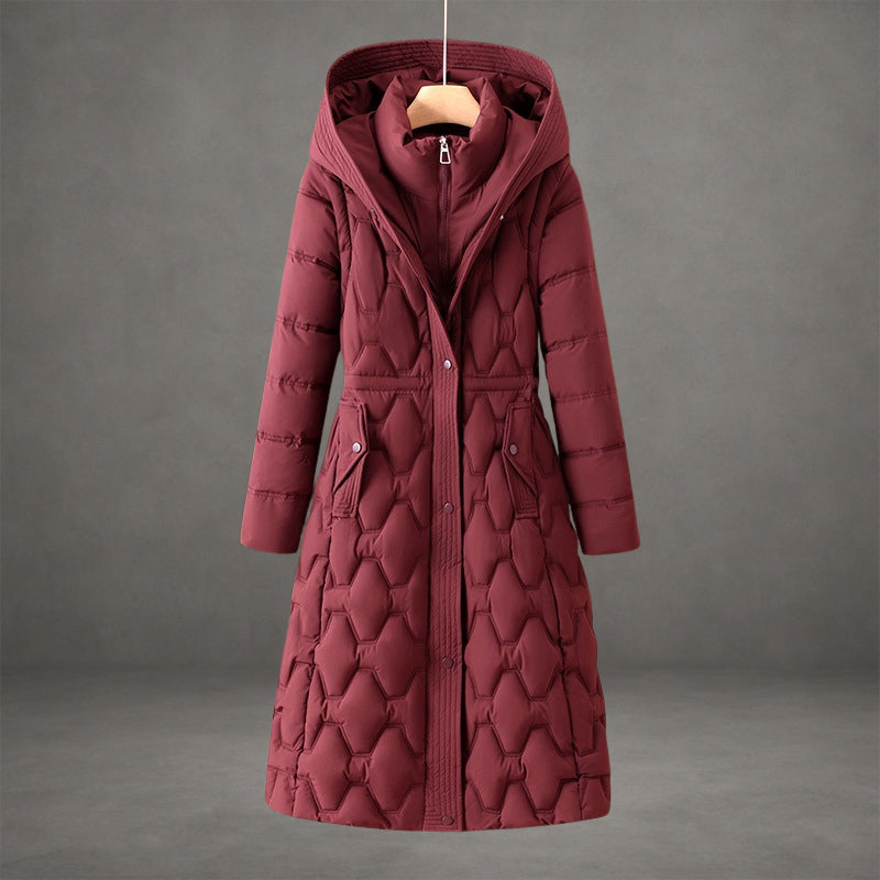 Olivia | Long Quilted Hooded Coat