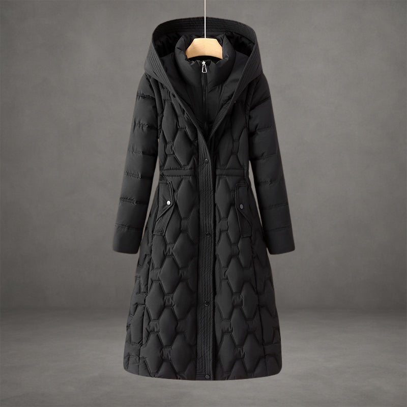 Olivia | Long Quilted Hooded Coat