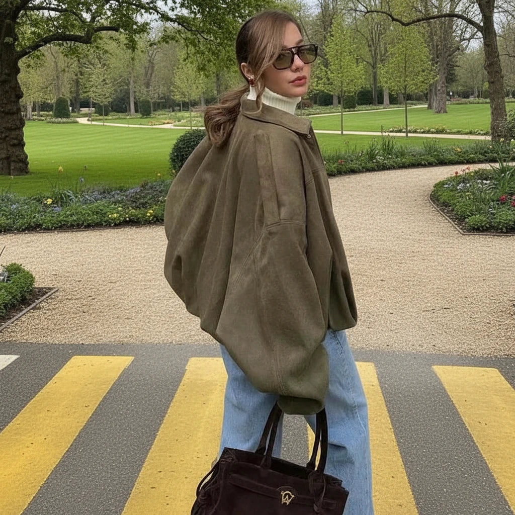 Olivia- Suede Bomber Jacket