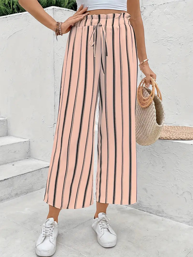 Amaya - Striped Drawstring Palazzo Pants