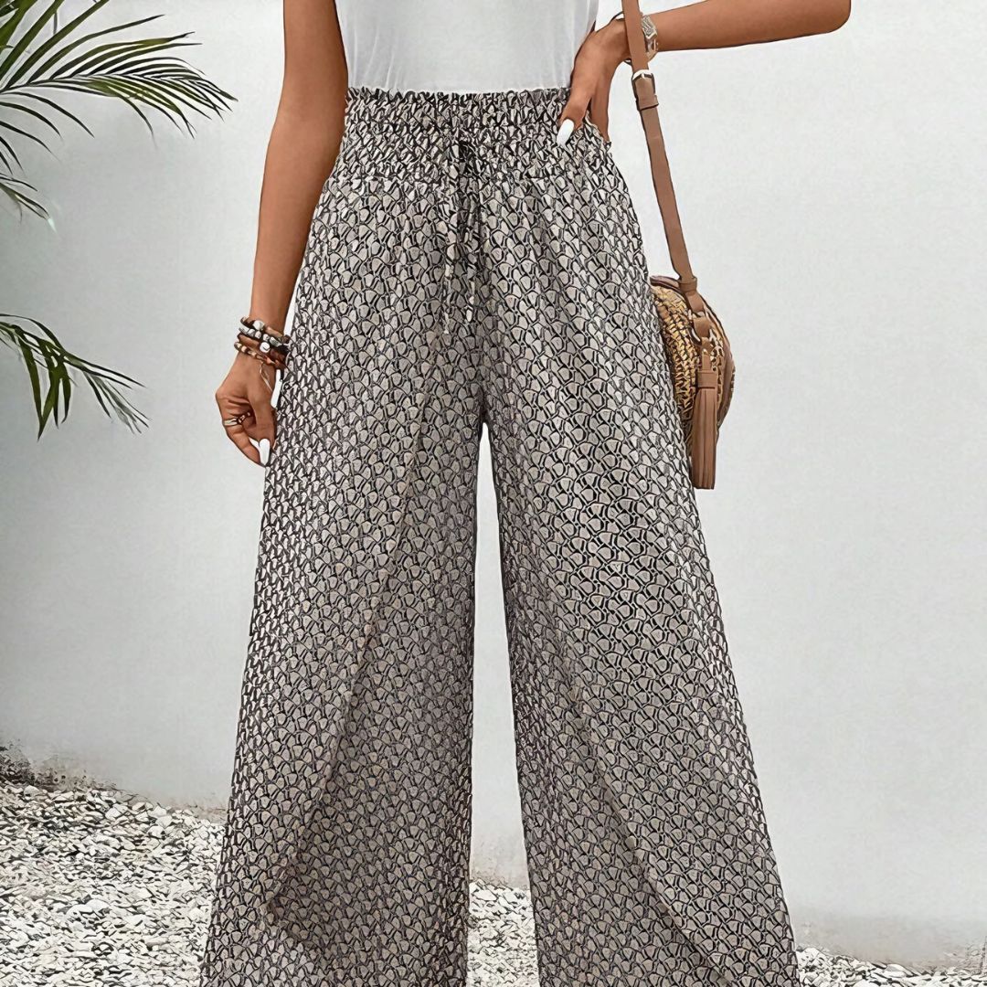Sahara-Drift Printed Palazzo Trousers