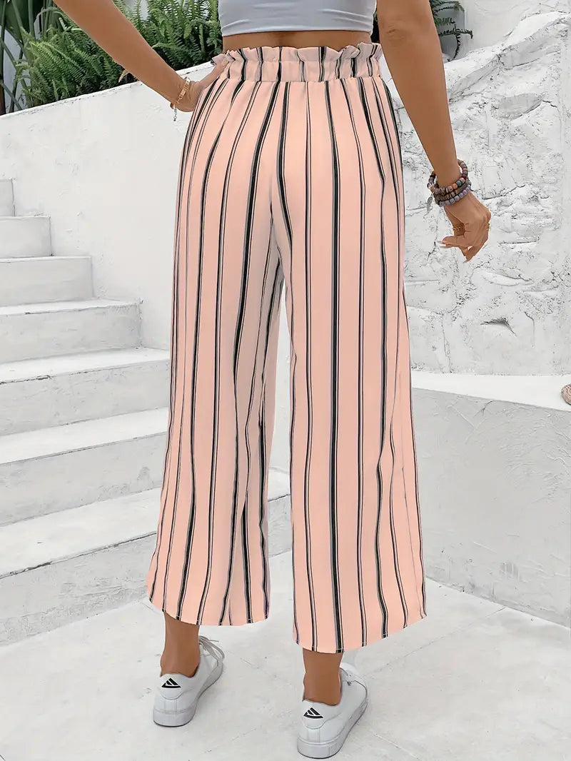 Amaya - Striped Drawstring Palazzo Pants