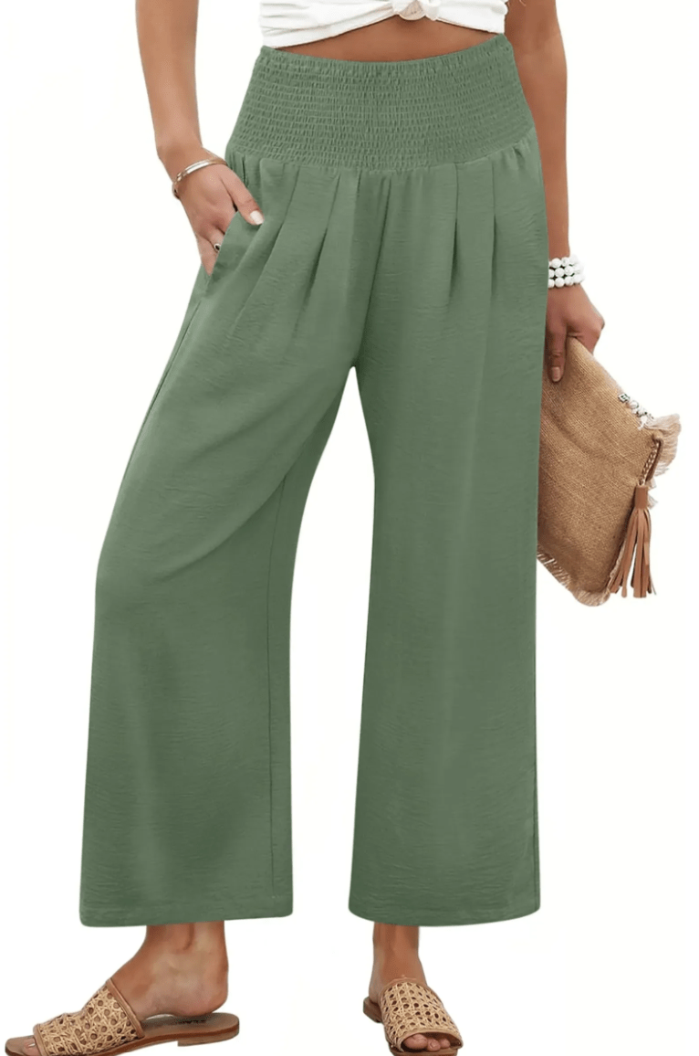 Women's Smocked Waist Wide Leg Palazzo Pants
