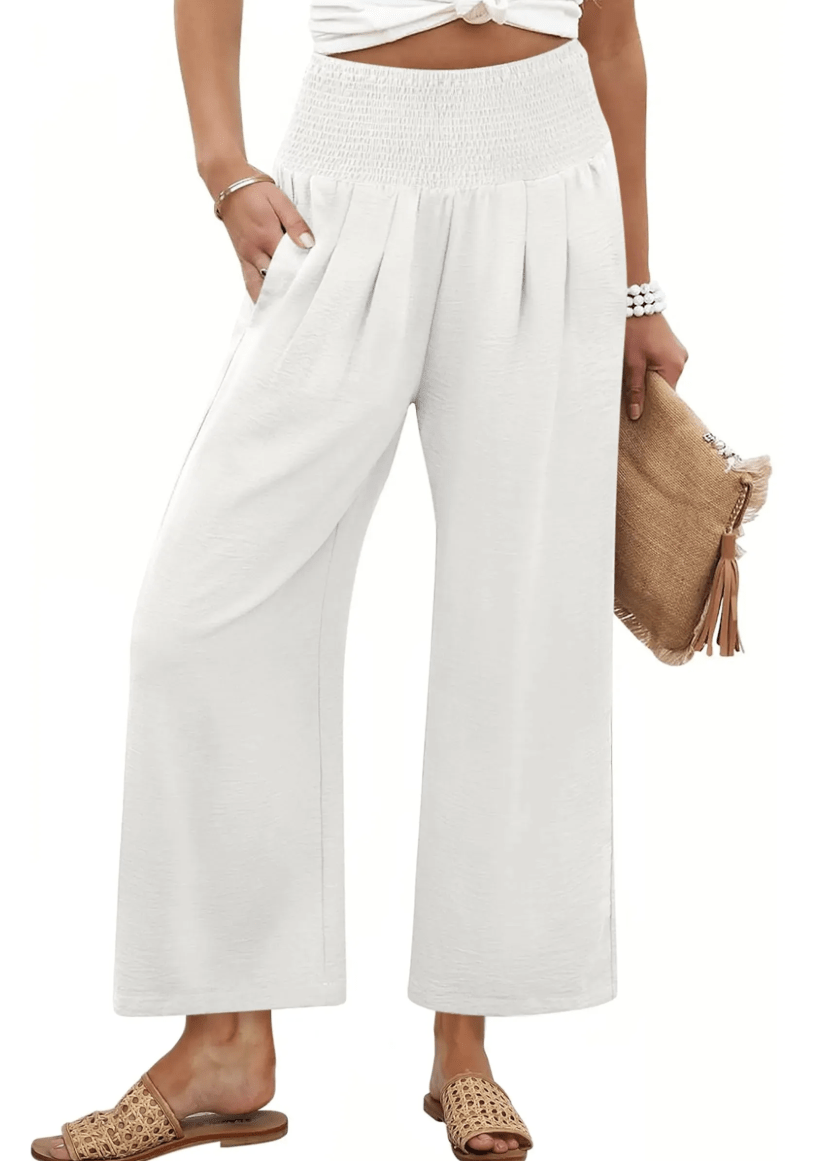 Women's Smocked Waist Wide Leg Palazzo Pants