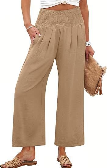 Women's Smocked Waist Wide Leg Palazzo Pants